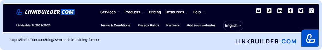 Linkbuilder.com website footer