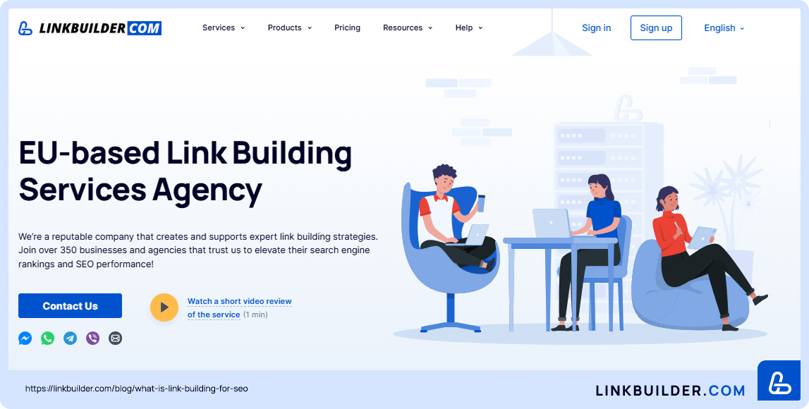 Homepage of the Linkbuilder.com website