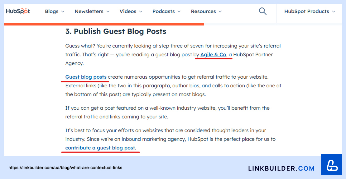 приклад контекстного посилання від HubSpot