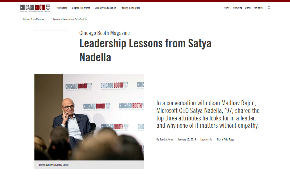 Leadership Lessons from Satya Nadella Interview at Chicago Booth