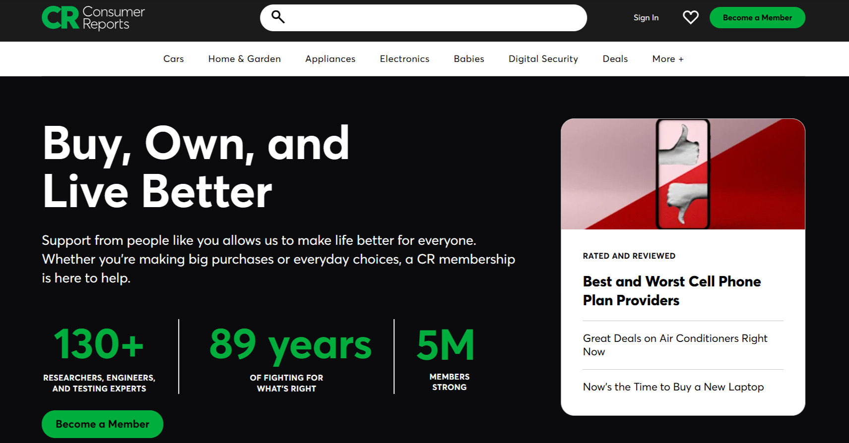 Consumer Reports Homepage