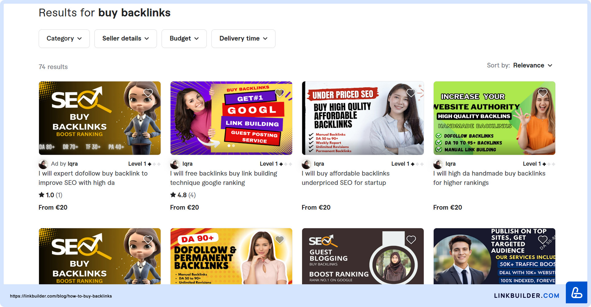 Link sellers on Fiverr