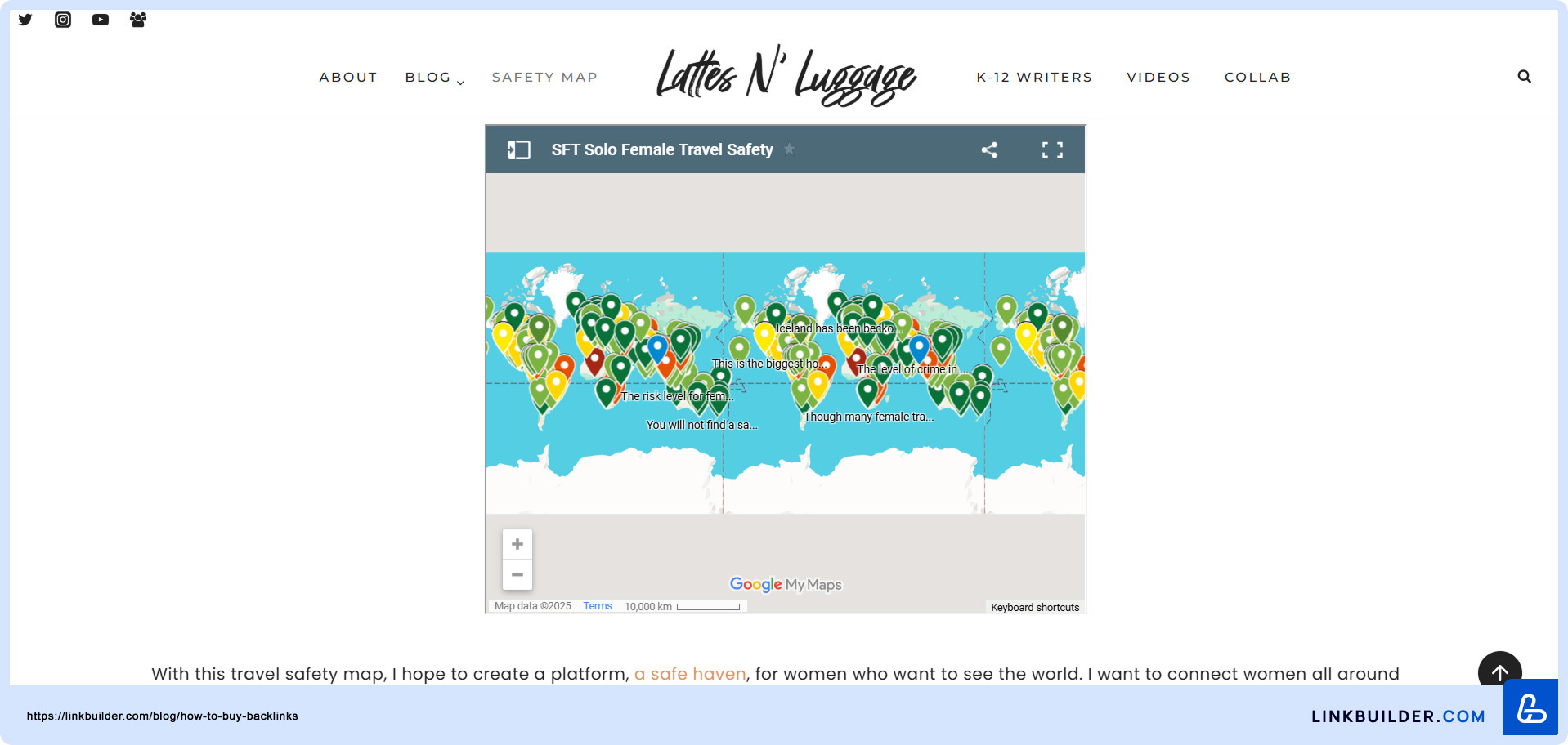 Lattes N' Luggage’s Safety Map
