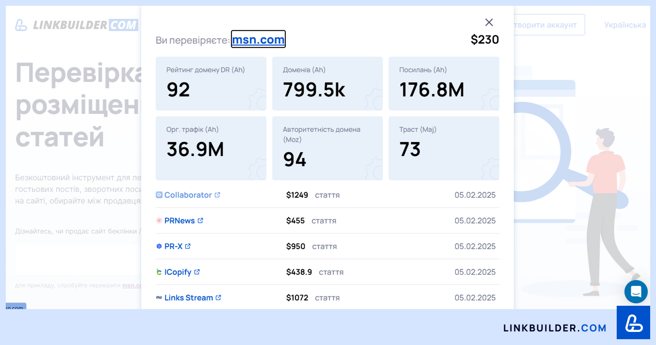 Інструмент Guest Post Website Audit від Linkbuilder.com