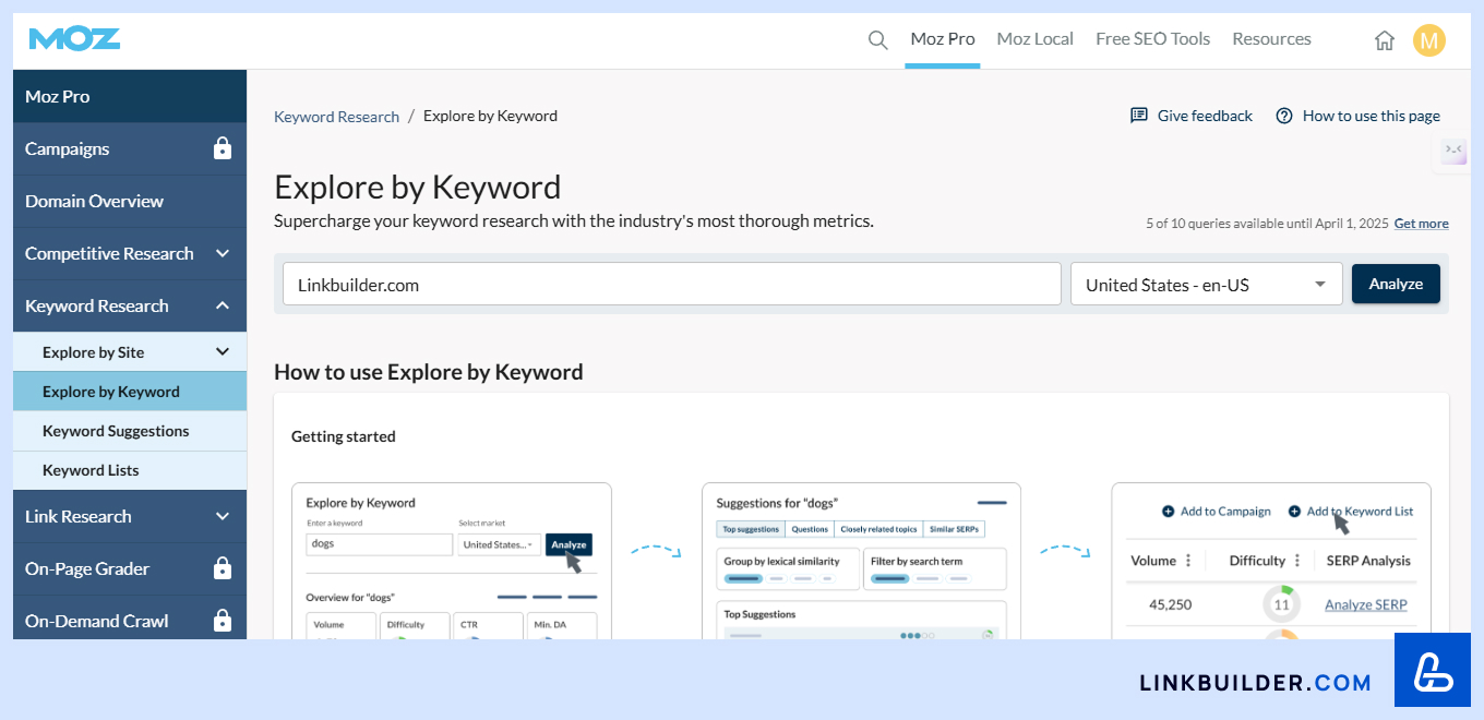Moz Keyword Explorer