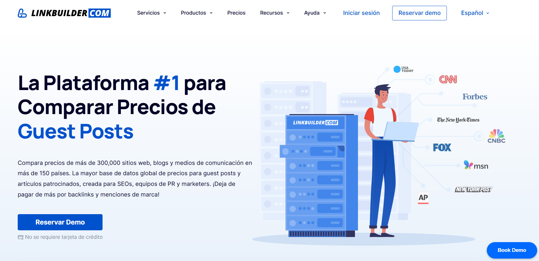 Homepage of the Spanish version of LinkBuilder.com