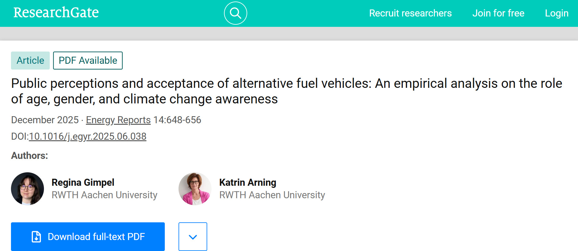 Пример публикации на ResearchGate