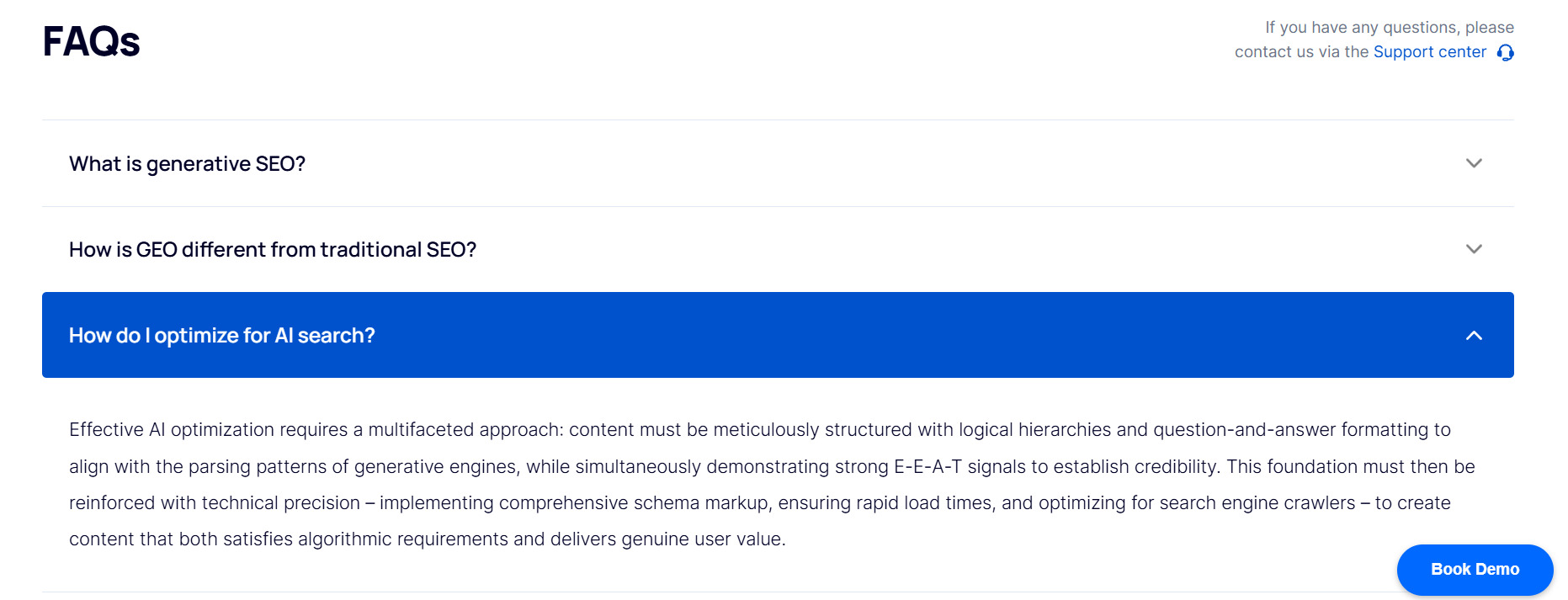 FAQ section in the GEO article