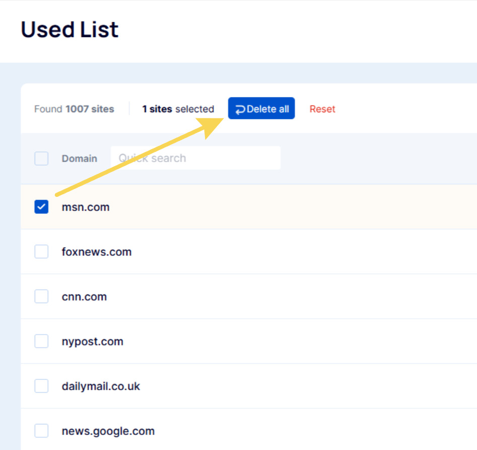 Restoring sites to search results