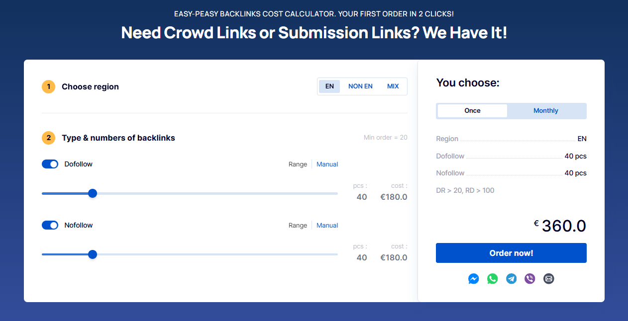 LinkBuilder.com cost calculator