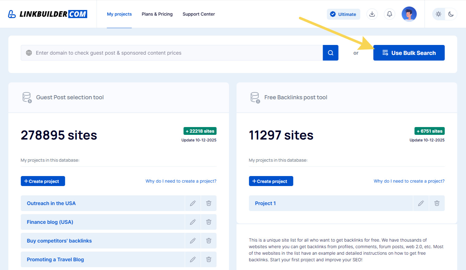 “Use Bulk Search” button