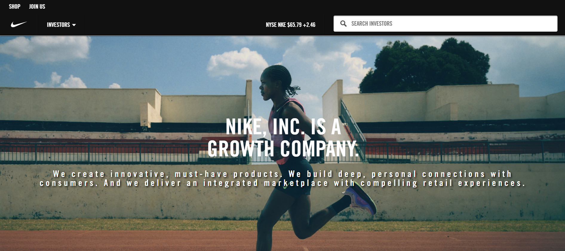 Nike's subdomain investors.nike.com Nike's subdomain for investors – investors.nike.com