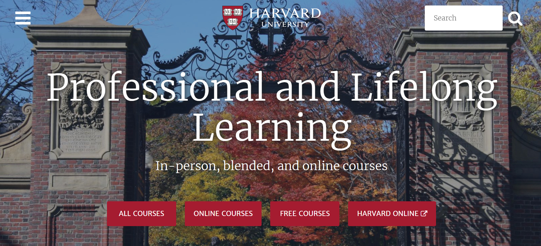 Harvard's pll.harvard.edu page Harvard's page for lifelong learning – pll.harvard.edu