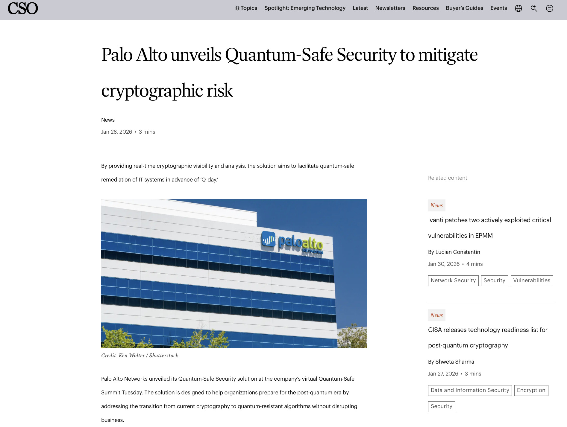 Example of a guest post by a cybersecurity company on CSO Online