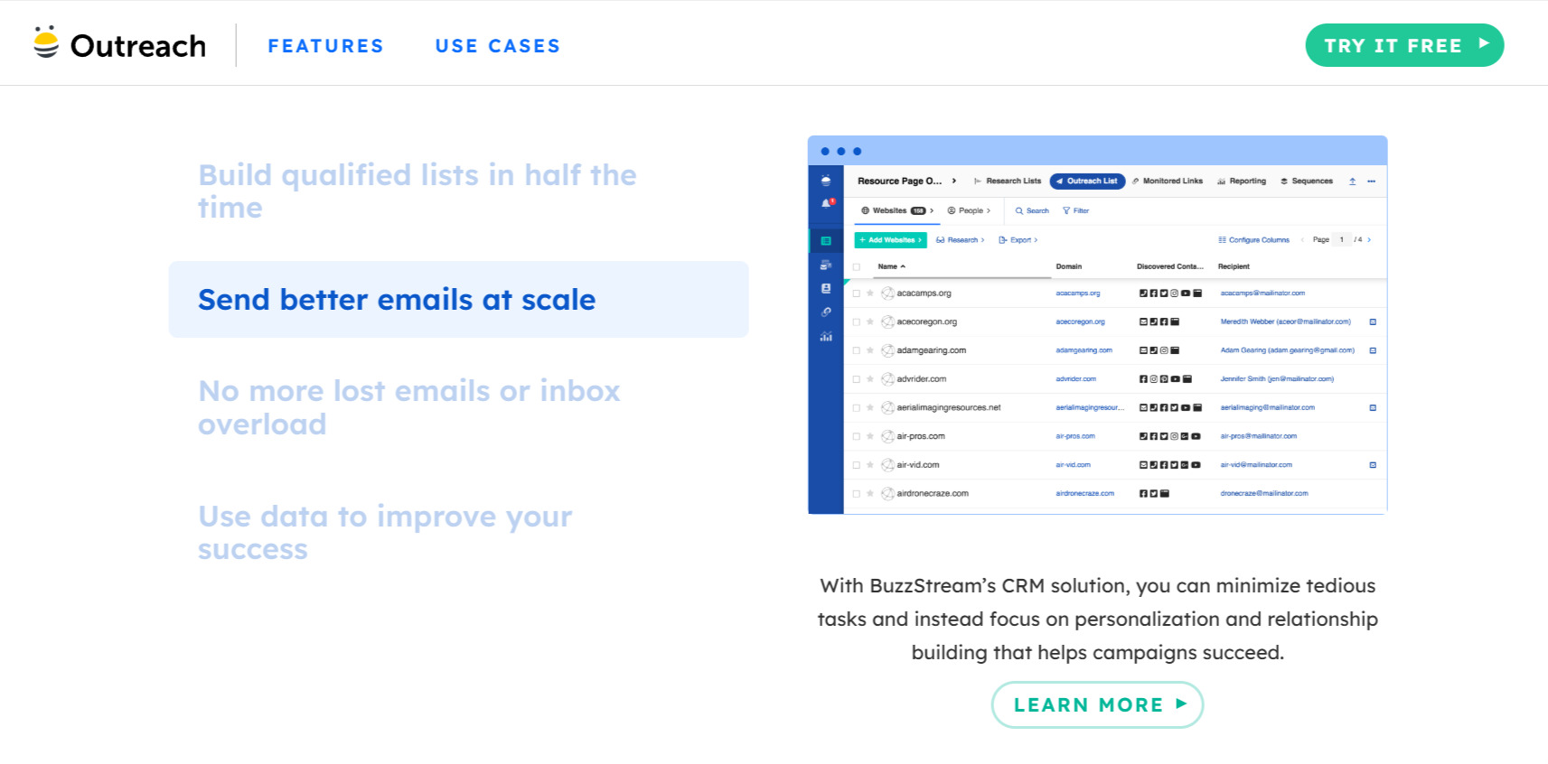 BuzzStream Features for Outreach