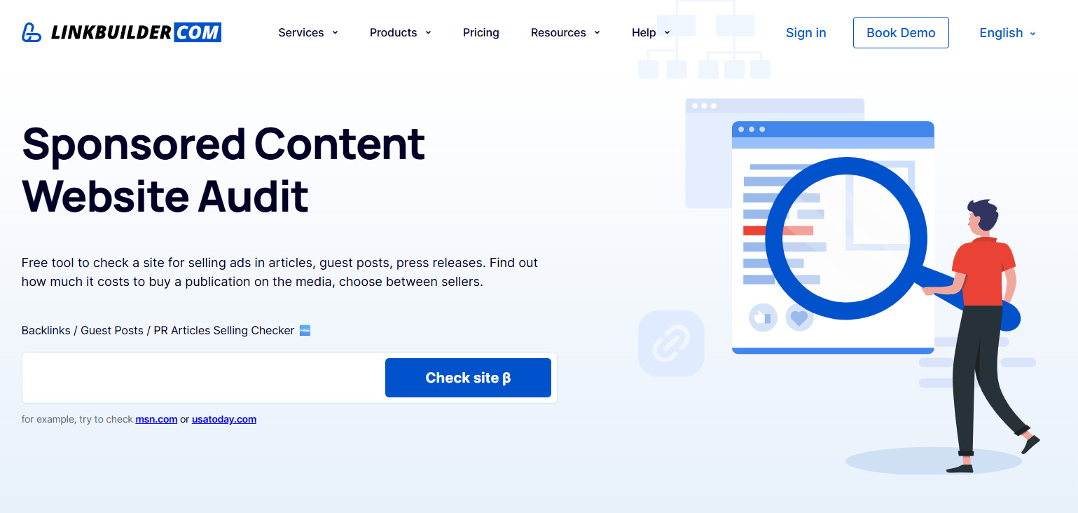 Sponsored Content Website Audit Tool