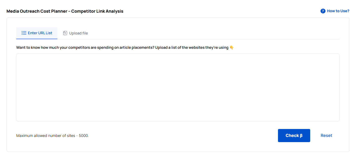 Media Outreach Cost Planner Tool