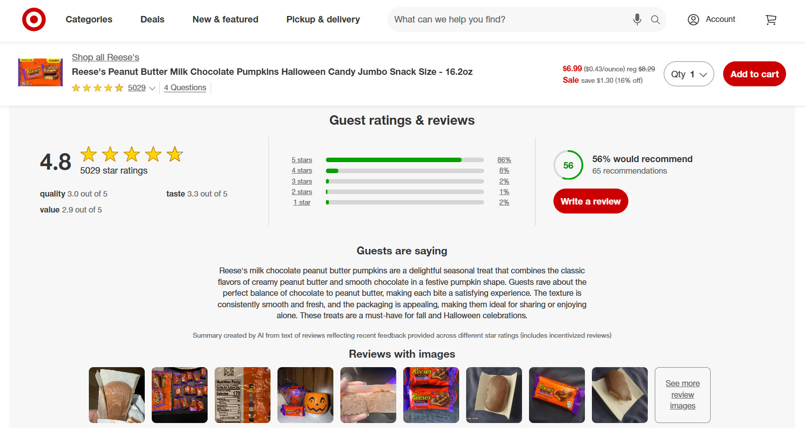 Example Reviews on Target's Website