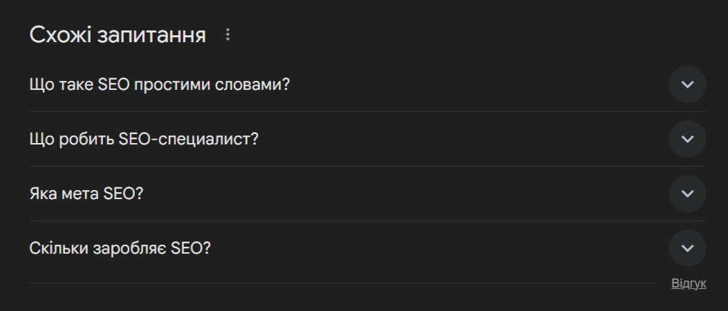 Підбірка запитань за темою SEO від Google