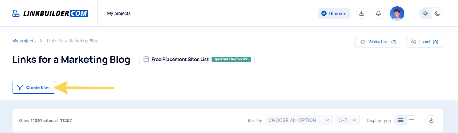How to create a filter in the database