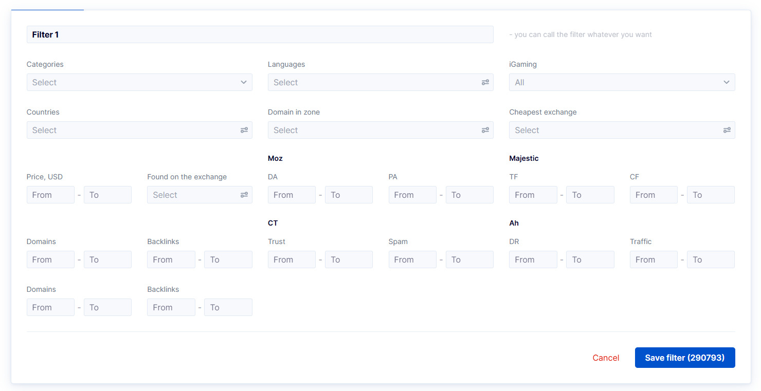 Фильтры в инструменте Guest Post selection tool
