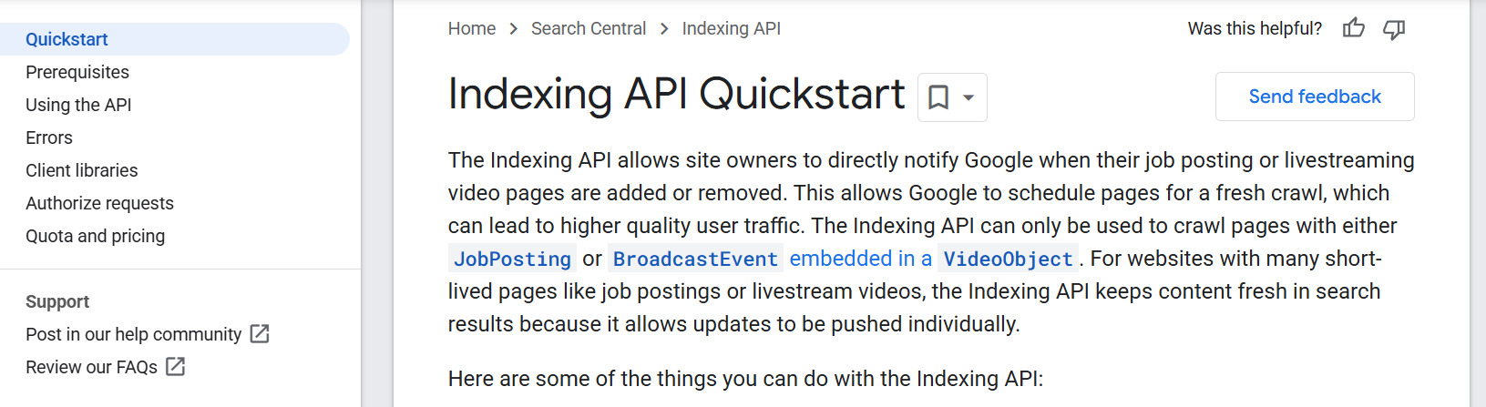 Google Indexing API Guide