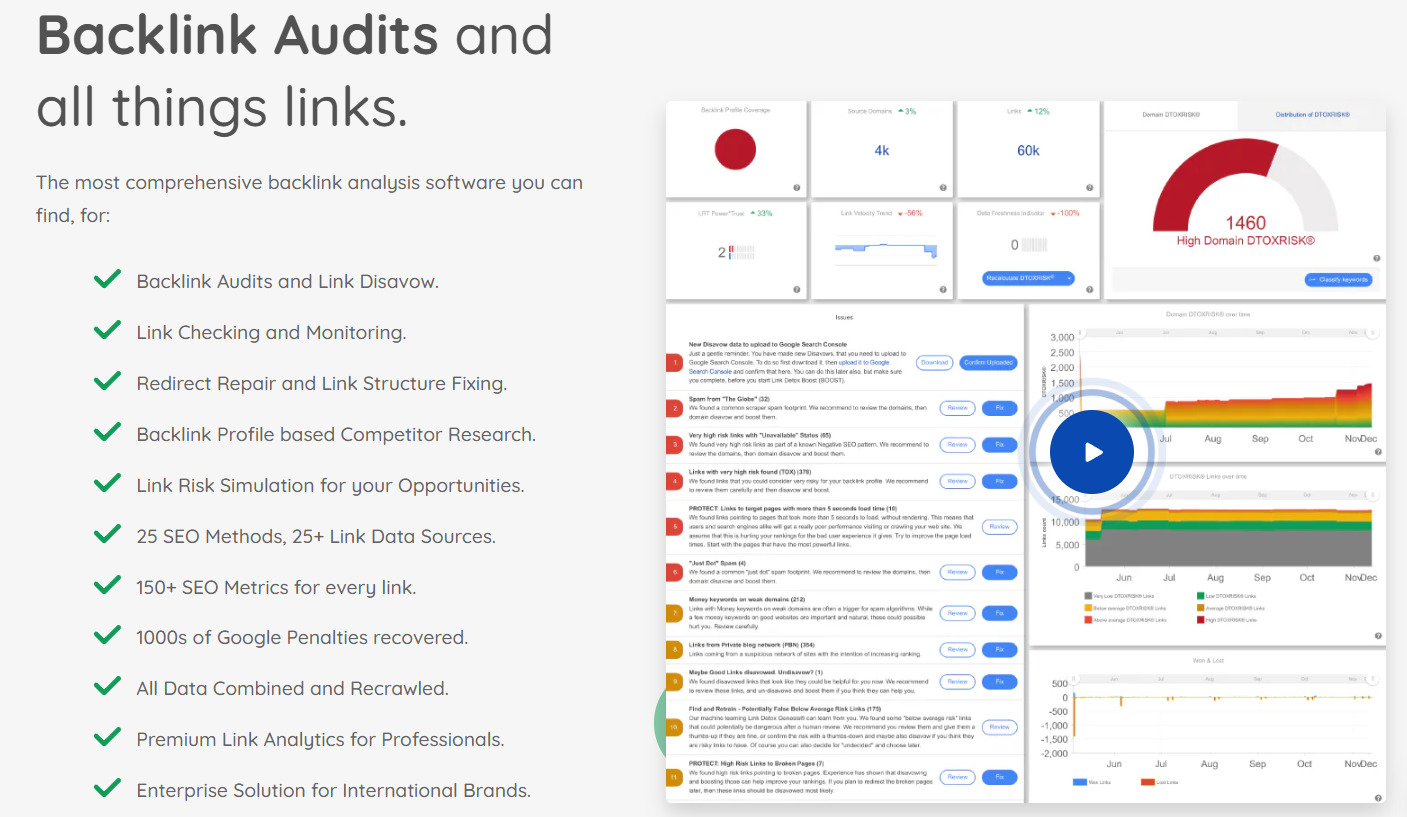 Страница сервиса Link Research Tools