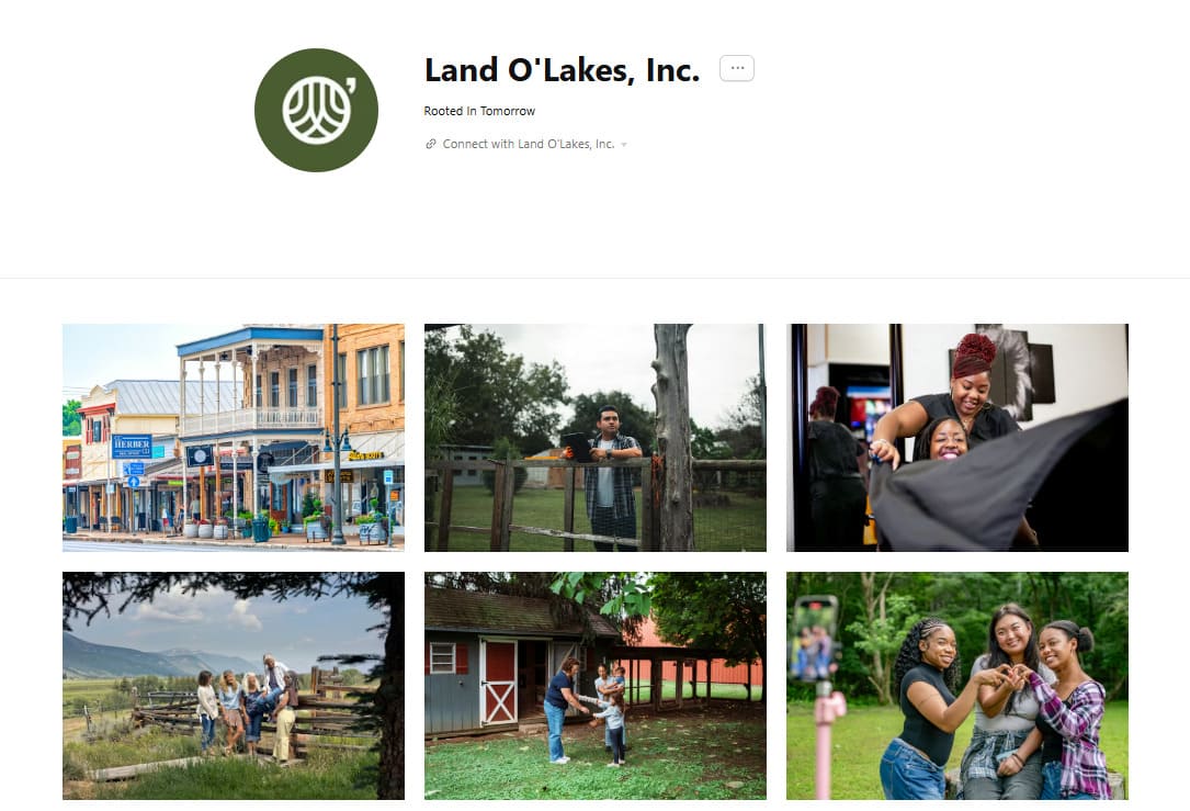 Example &ndash; Land O&rsquo;Lakes offering free photos on Unsplash