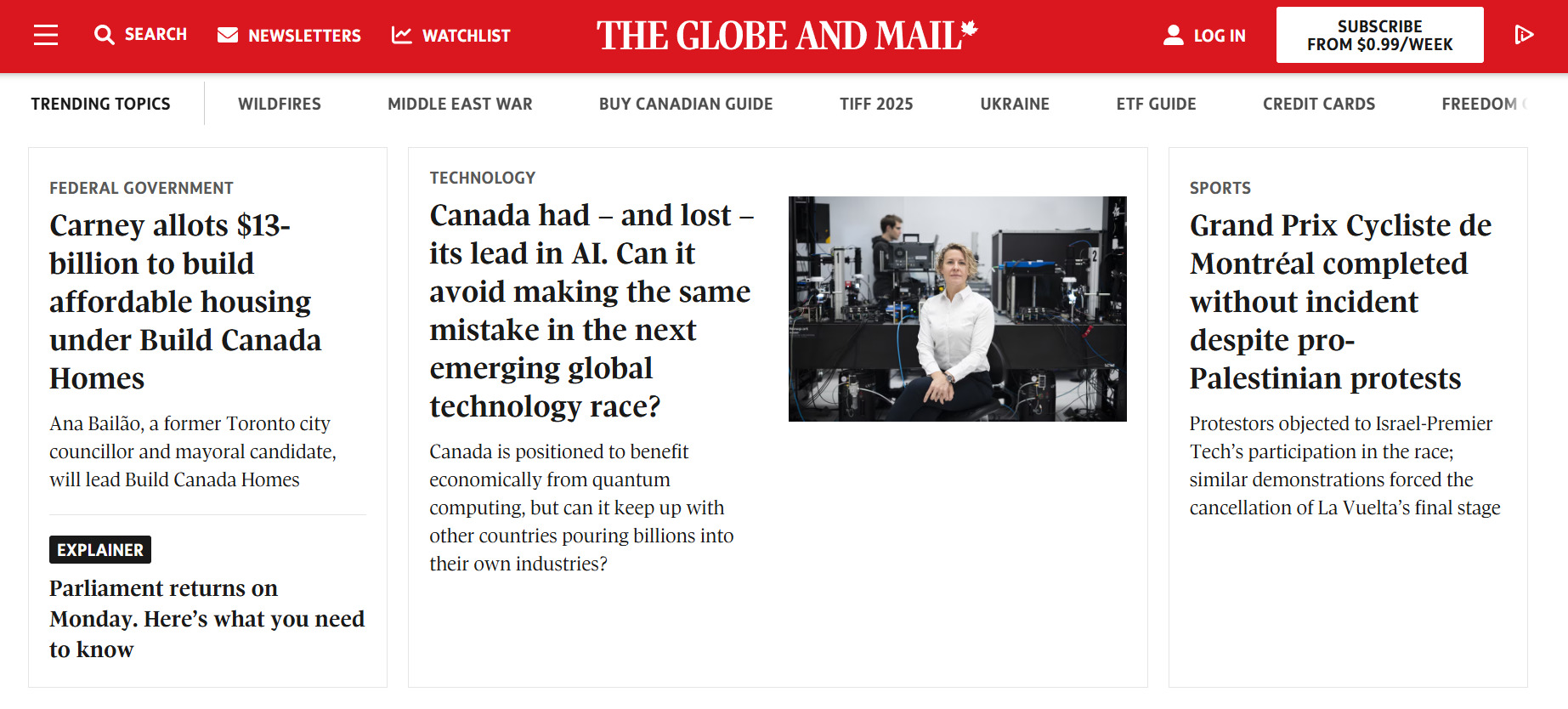 Canadian News Portal The Globe and Mail