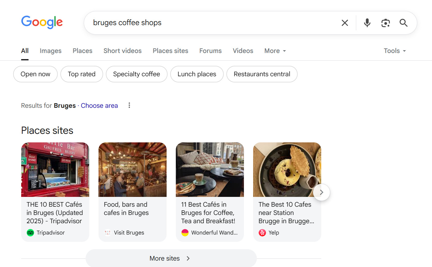 Google results for “Bruges coffee shops”