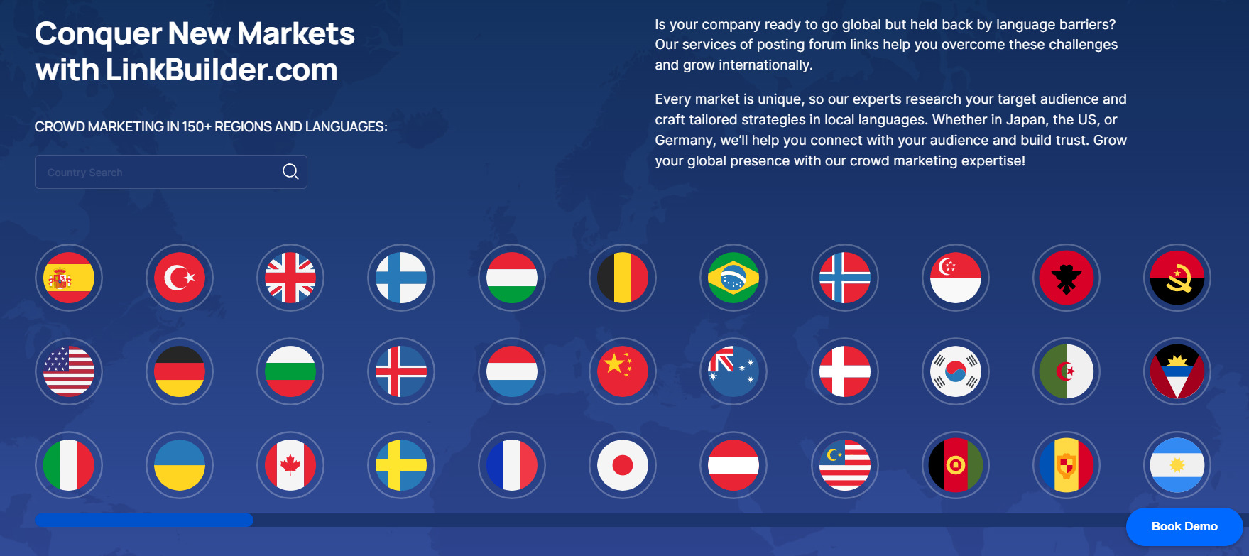 Countries served by LinkBuilder.com