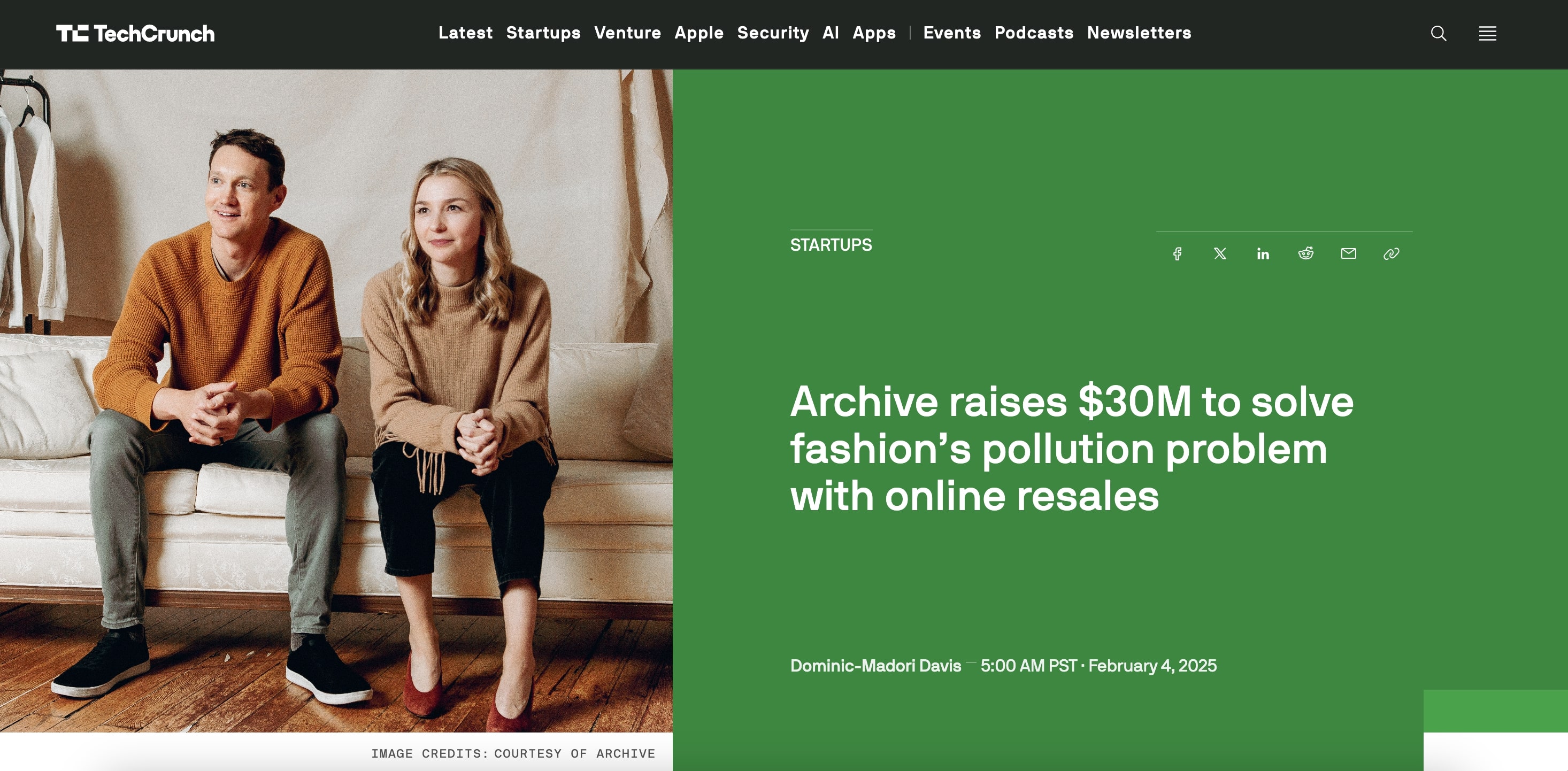 Стаття TechCrunch про Archive