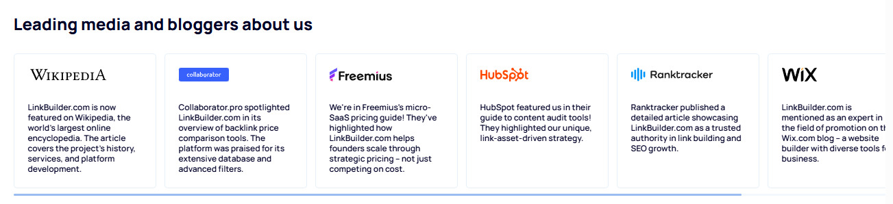 LinkBuilder.com mentions Bloggers and media outlets featuring mentions of LinkBuilder.com