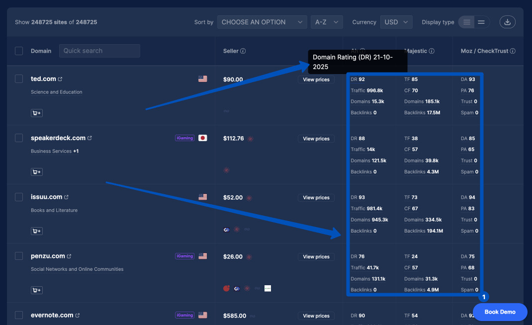 Обновление метрик в каталоге Обновление метрик в каталоге площадок LinkBuilder.com