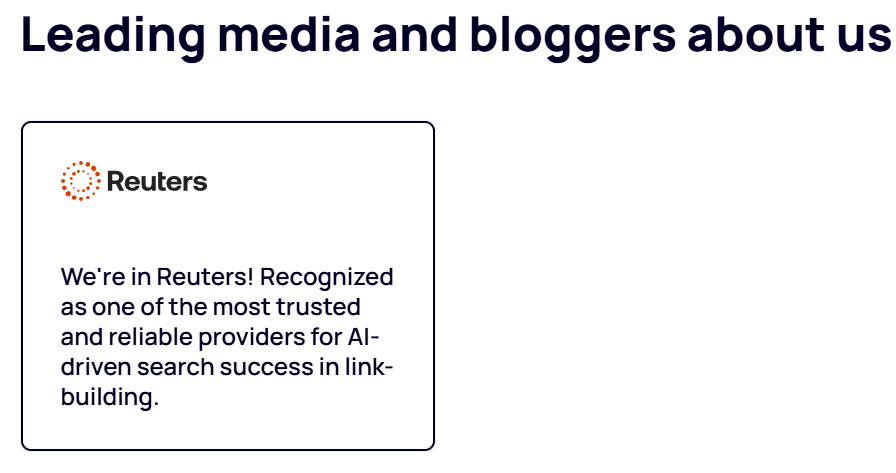 Link to Reuters in the "Media About Us" section