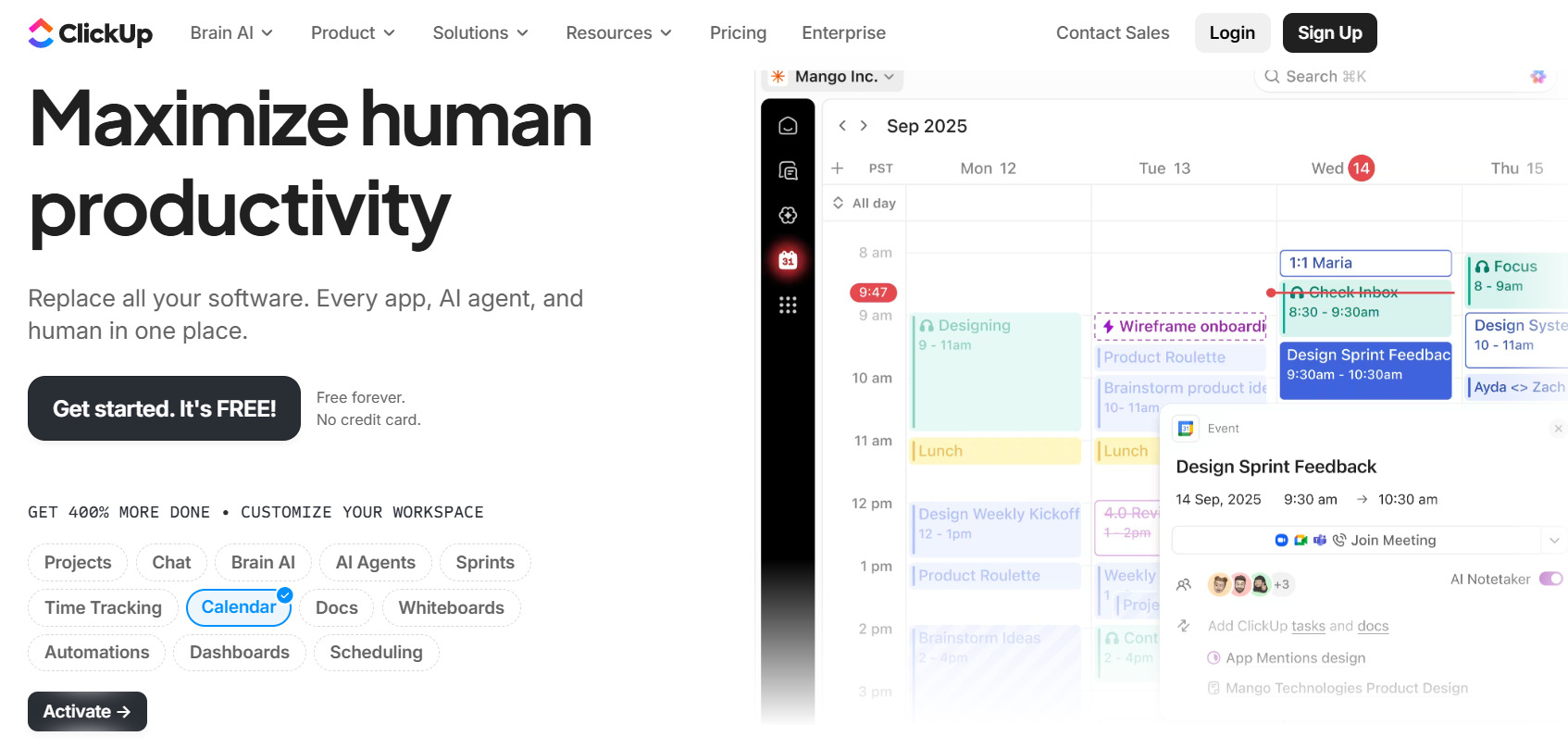 Календарь от ClickUp Пример календаря от ClickUp