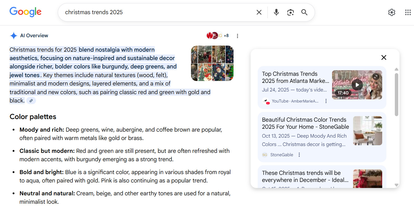 Christmas trends 2025 в выдаче AI Overview Выдача AI Overview по запросу «christmas trends 2025»