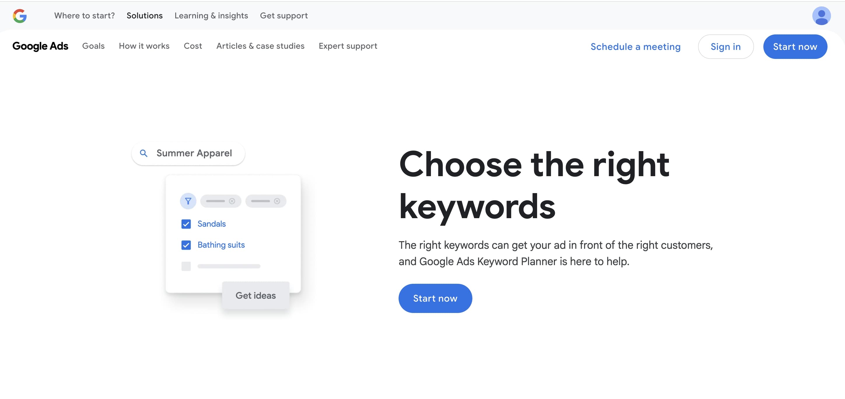 Интерфейс Google Keyword Planner
