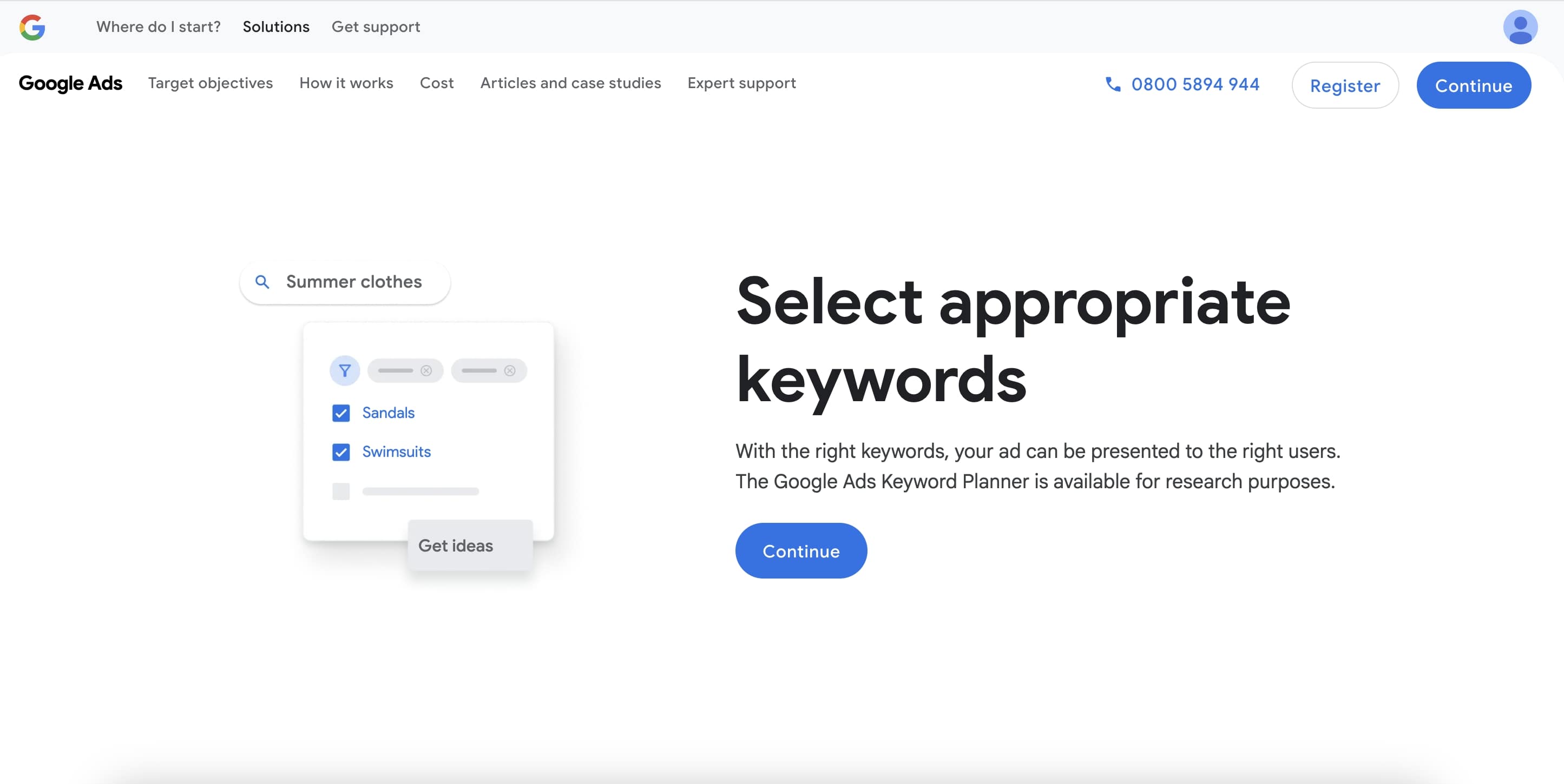 Google Keyword Planner Screenshot