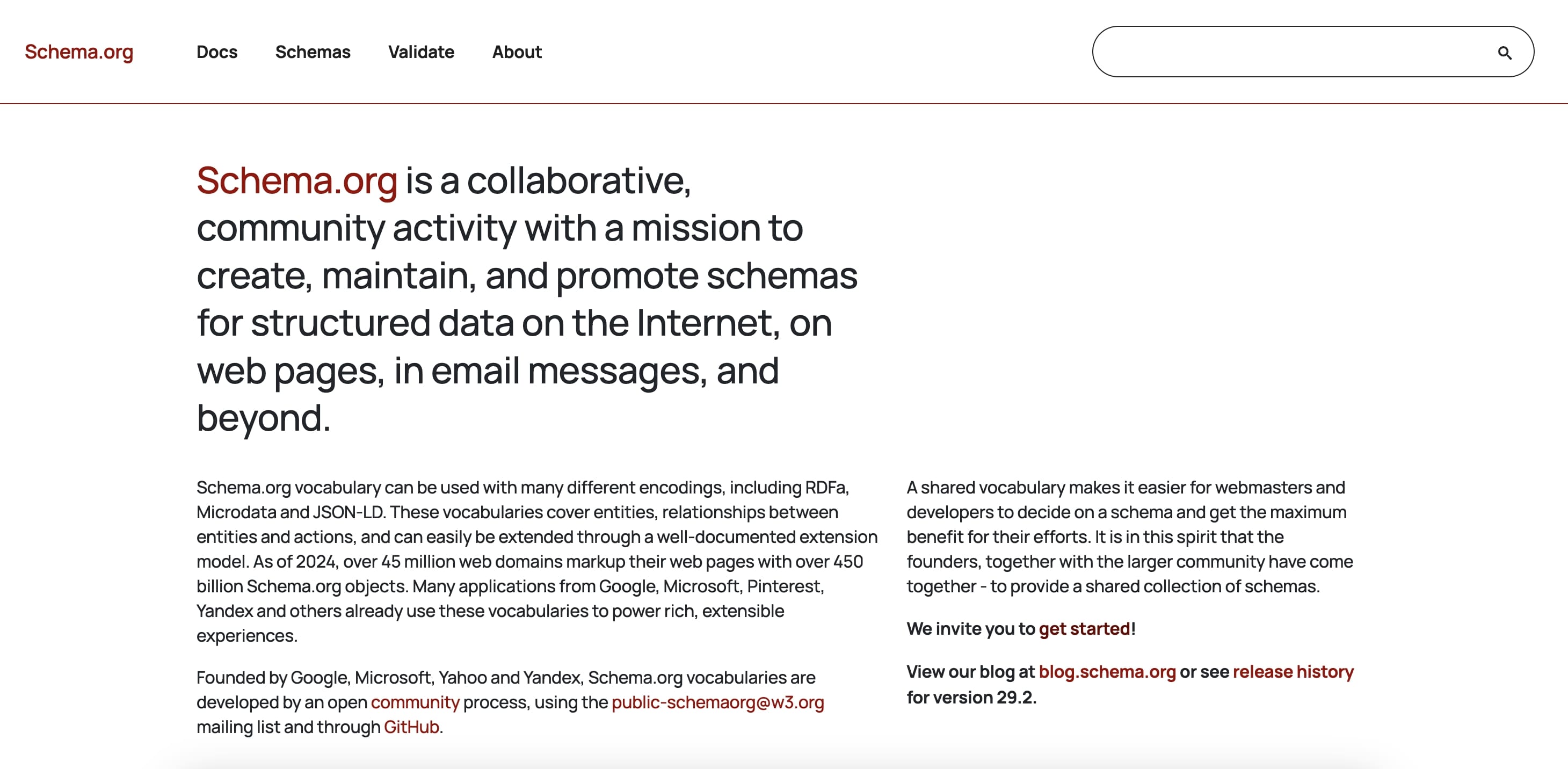 Schema.org Screenshot