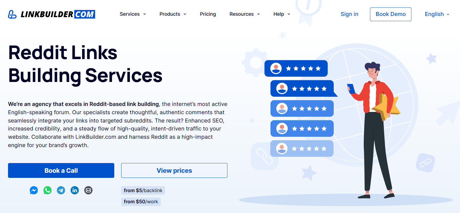 Example &ndash; our service page for ordering Reddit links