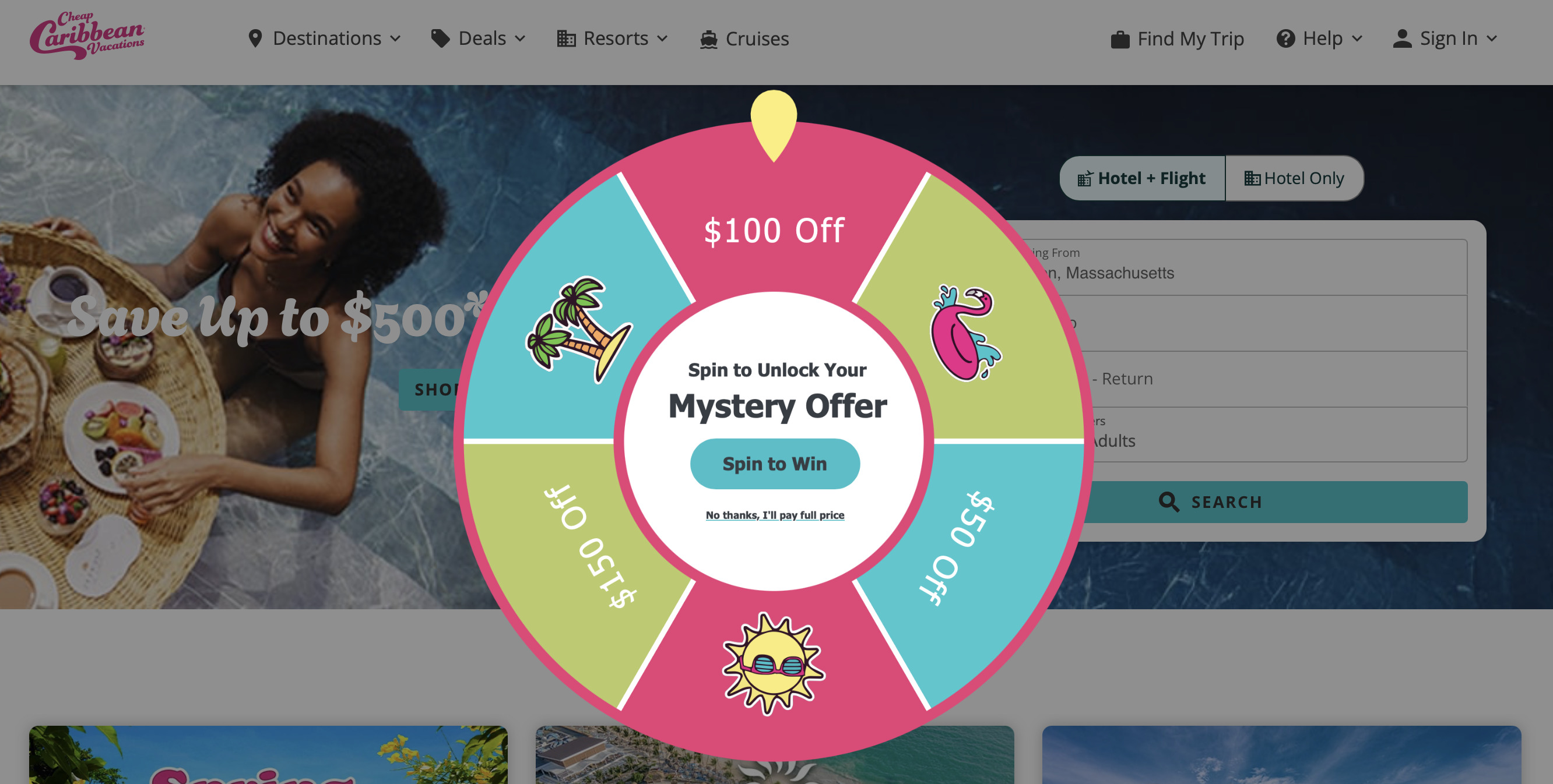 Intrusive pop-up on cheapcaribbean.com An example of an intrusive pop-up on cheapcaribbean.com