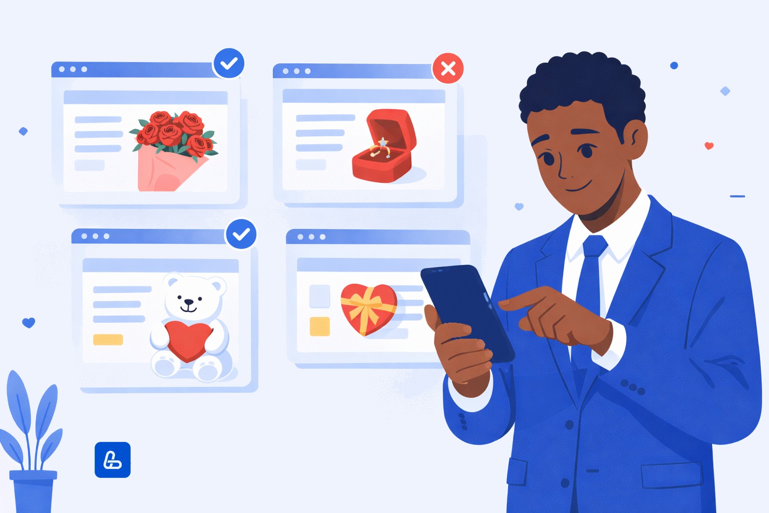 Illustration of a checkout process on a mobile device